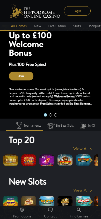 The Hippodrome Online Casino Mobile screenshot